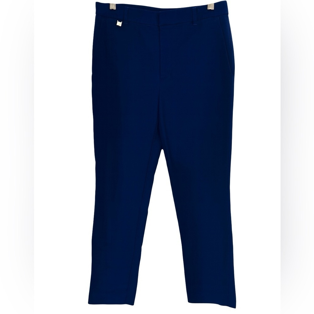 Ralph Lauren Black Label Navy Cotton Stretch Slim Minimalist Luxe Pants, 8
